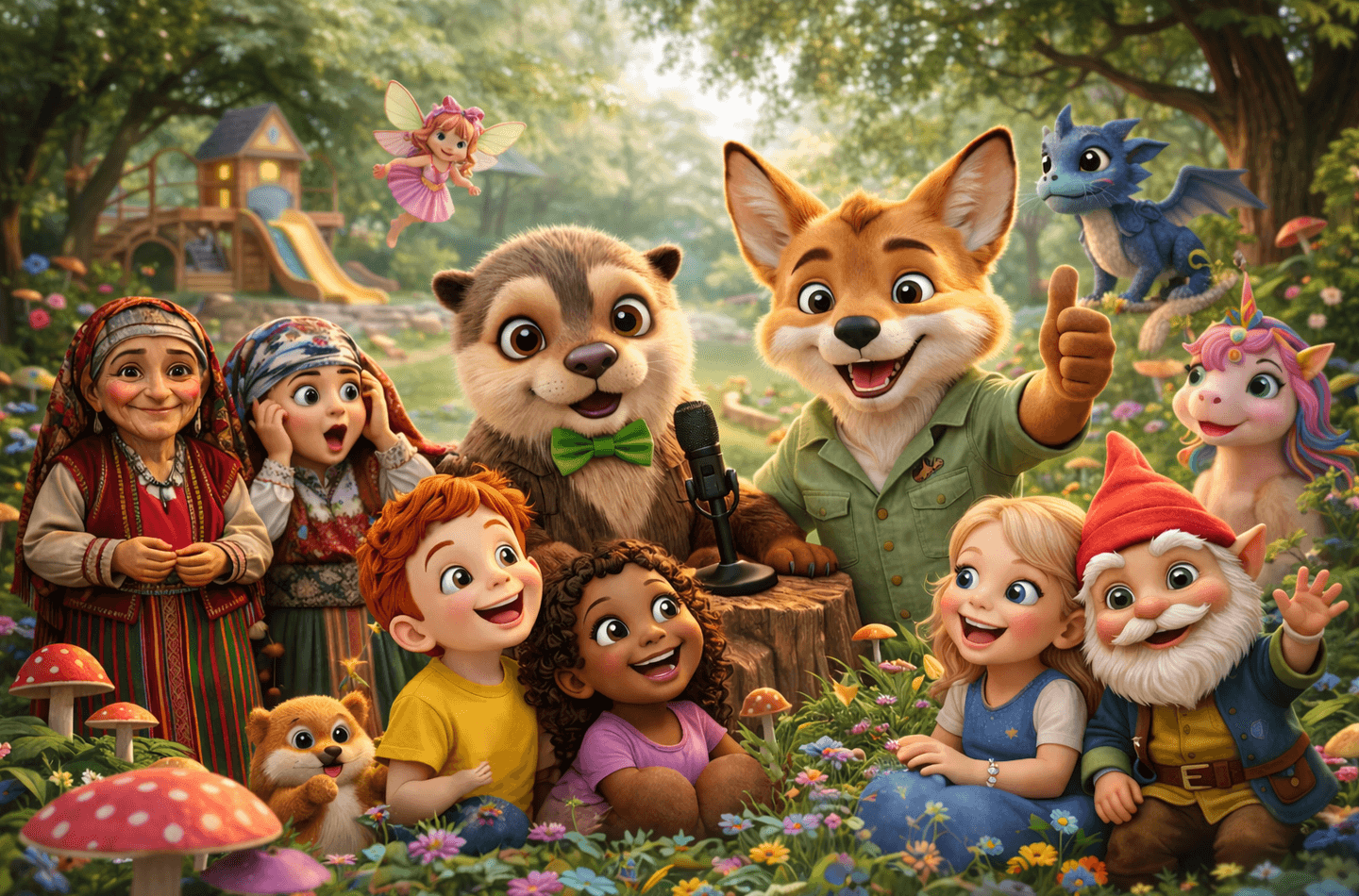 Palmyra characters in a magical garden